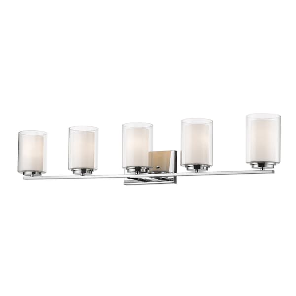 Z-Lite Willow 5 Light Vanity, Chrome & Clear Outside with Matte Opal Inside 426-5V-CH - main
